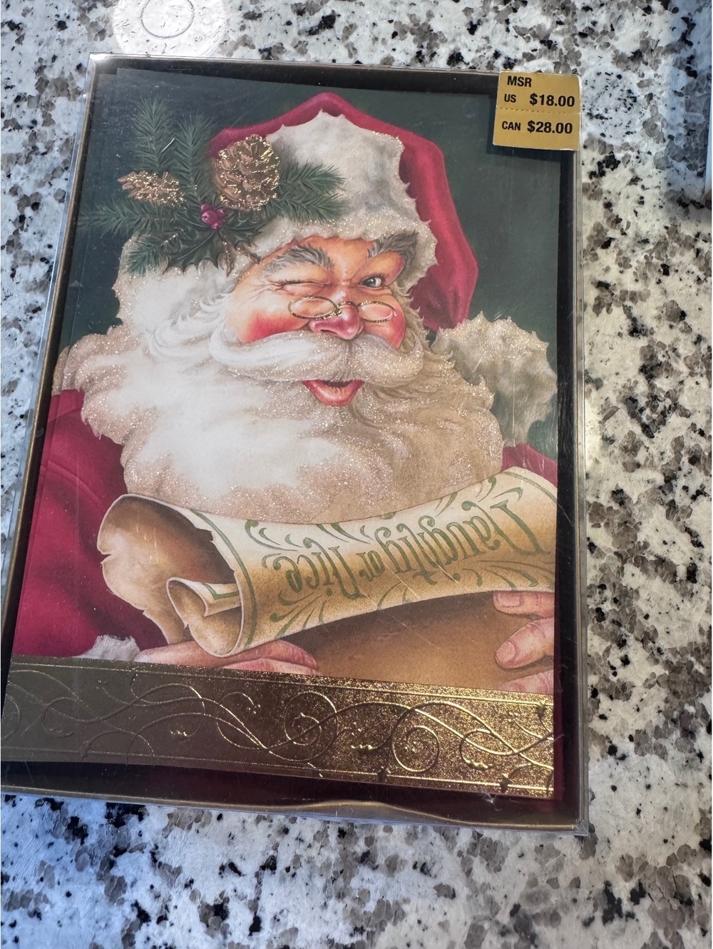 Vintage Winking Santa Christmas Cards Lot 15 Cards 14 Envelopes Glitter Holiday